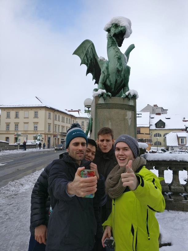 Ljubljana uitstapje met zowel Duitse als niet- Duitse vrienden. We communiceerden met elkaar in het Duits